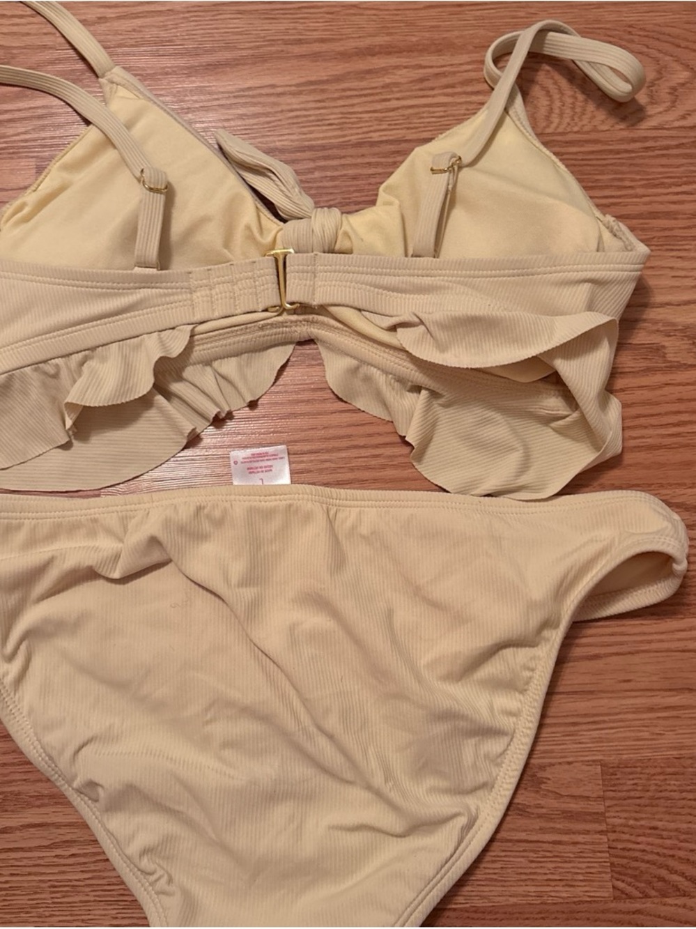 Target Cream Ribbed Tie-Front Bikini Set - Picture 4 of 4